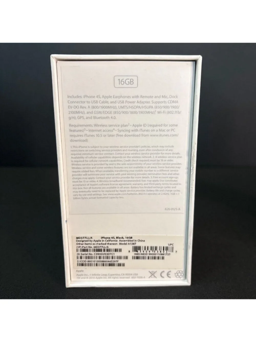 Apple iPhone 4S Black 16GB Empty Box Only